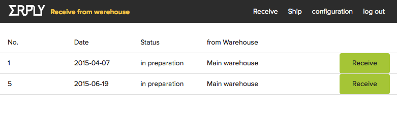 ERPLY Warehouse Web App receive products from another warehouse