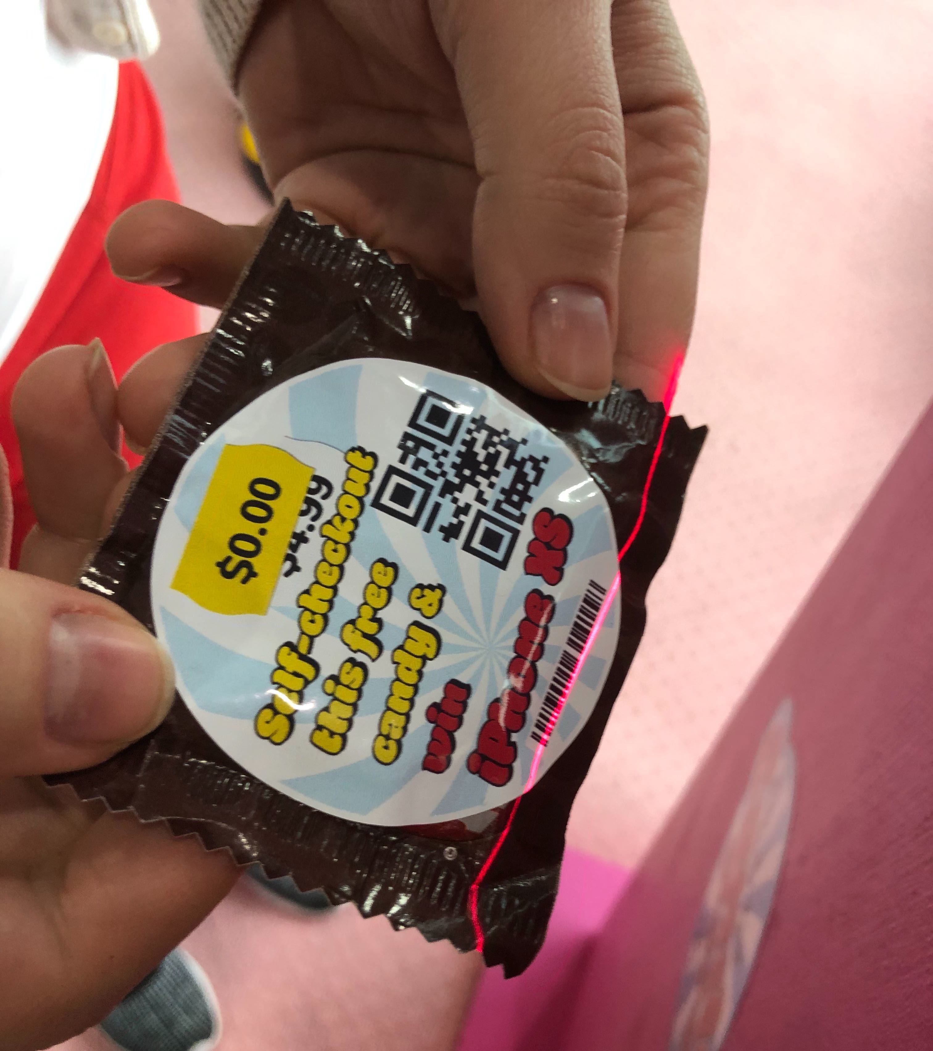 Customers can scan candy using our self-service pos 